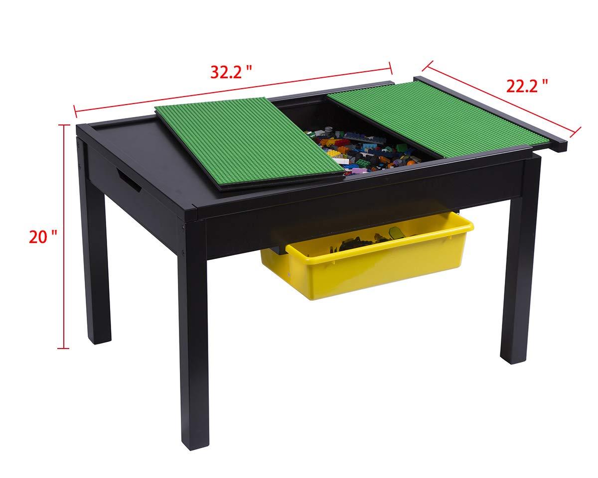 Espresso Wooden Kids Activity Table with Storage and Reversible Board