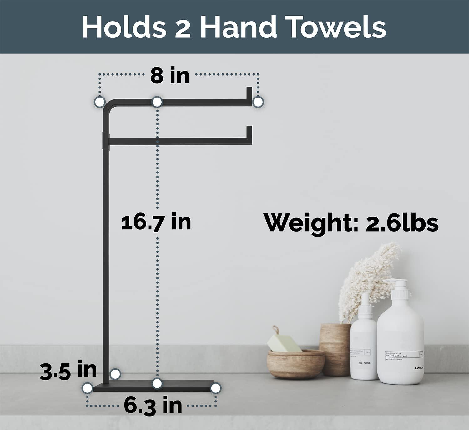 Matte Black Rectangular Freestanding Hand Towel Holder