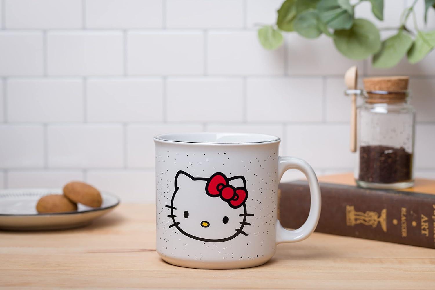 Silver Buffalo Sanrio Hello Kitty Speckled Ceramic Camper Mug | Holds 20 Ounces