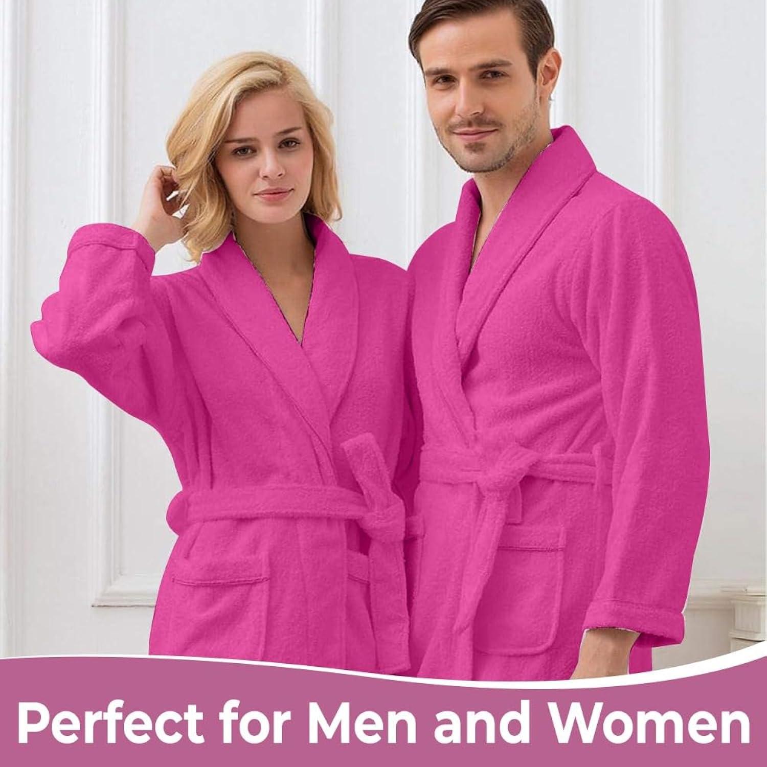 Cotton Terry Robes for Women and Men, Terry Shawl Collar Bathrobe, ONE SIZE - UNISEX Men & Women Spa Robe