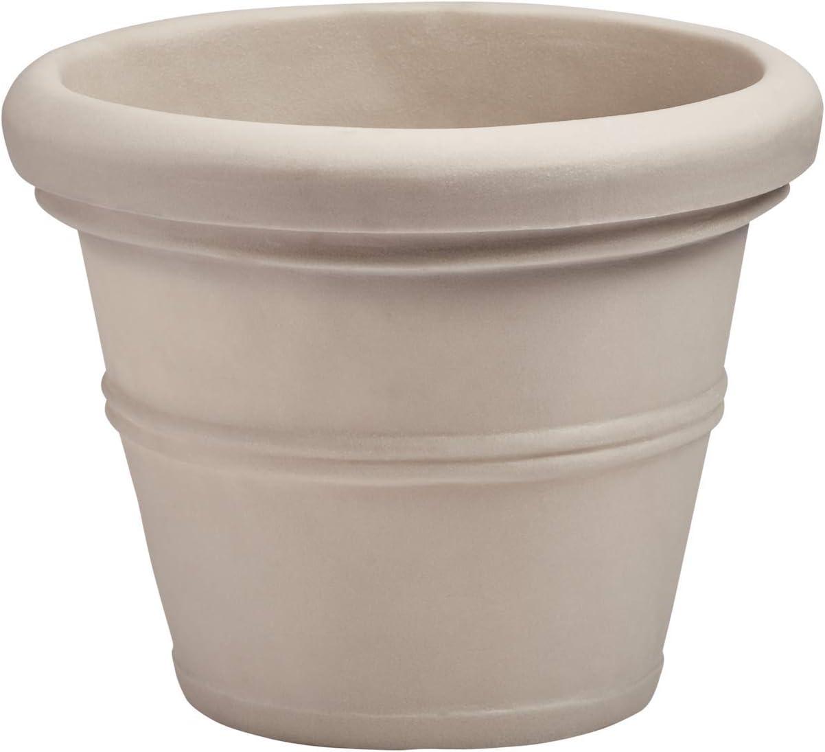 Classic Rolled-Rim Weathered Stone Planter, 16-inch