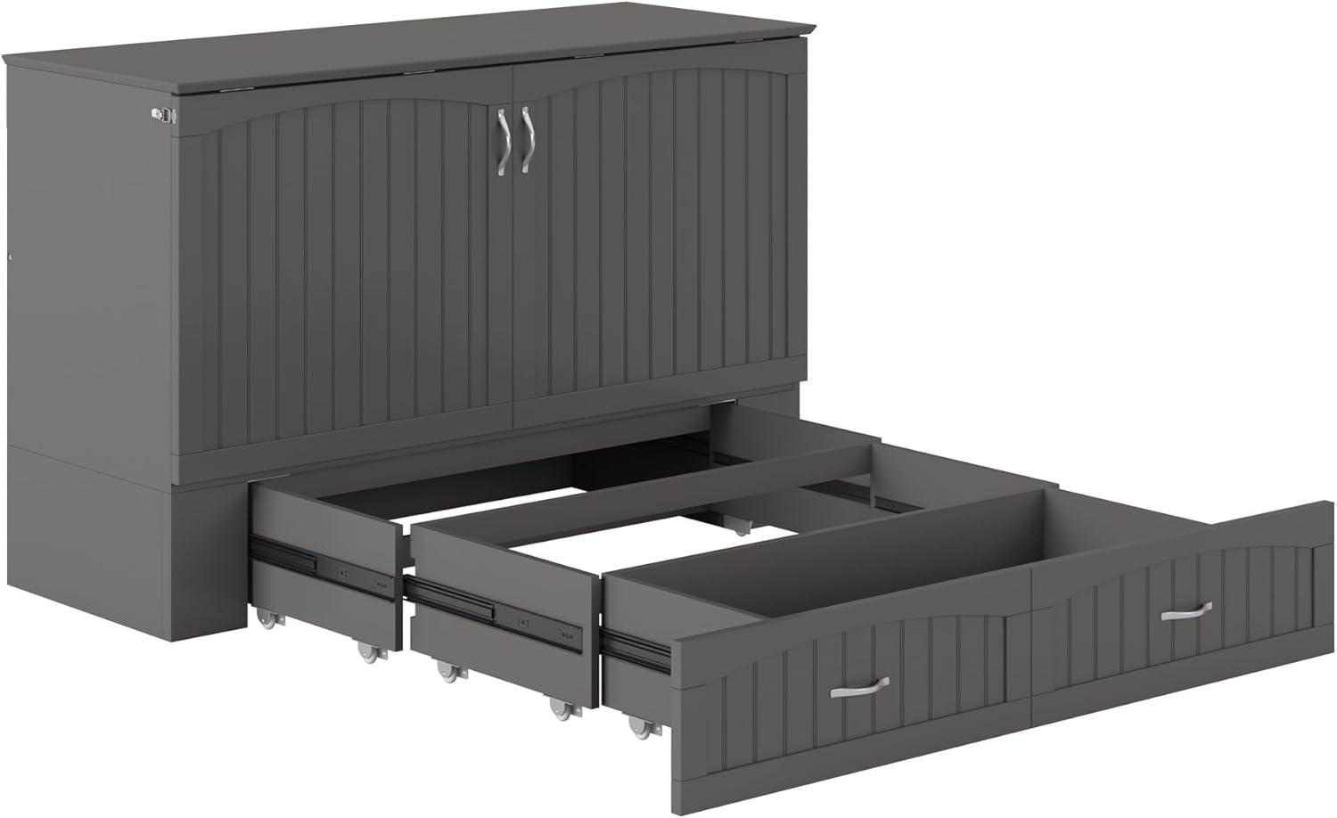Southampton Murphy Bed Chest Queen Grey with Charging Station