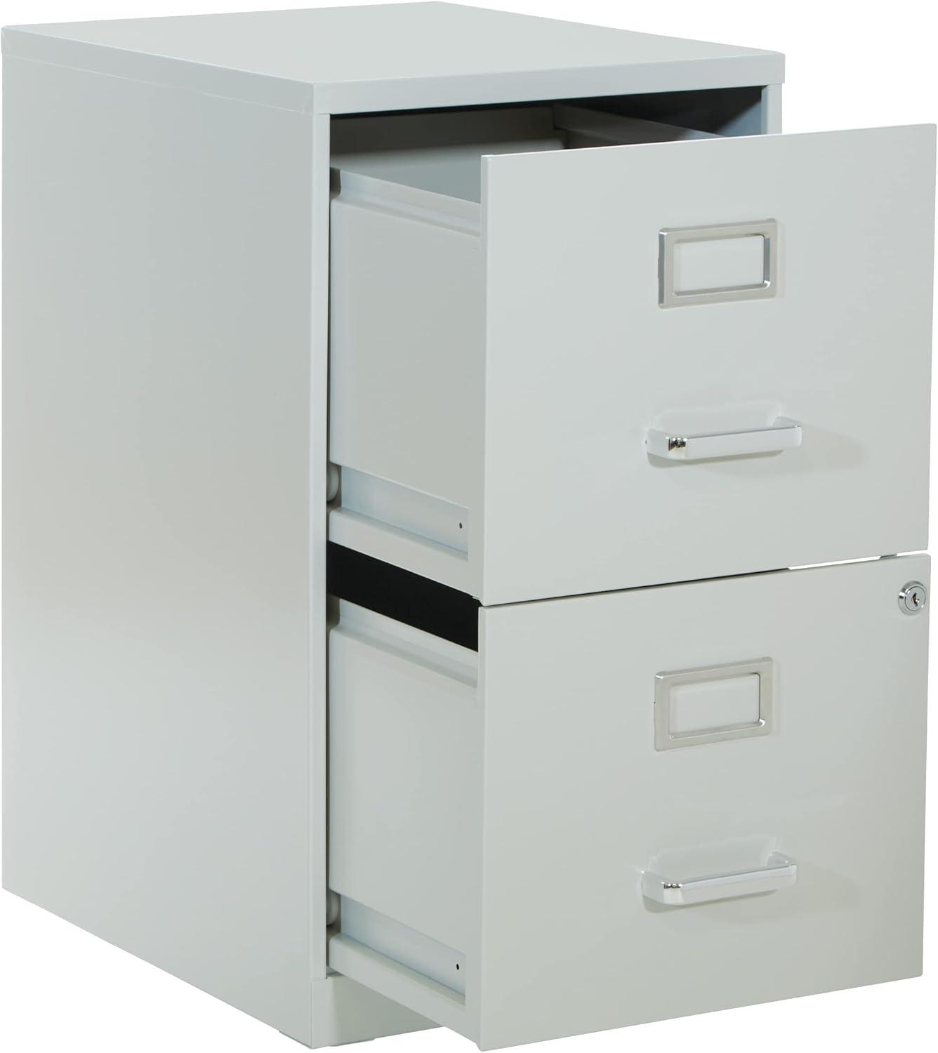 2 Drawer Locking Metal File Cabinet in Gray