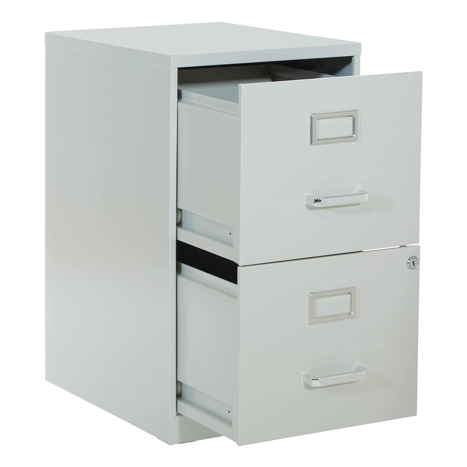 2 Drawer Locking Metal File Cabinet in Gray