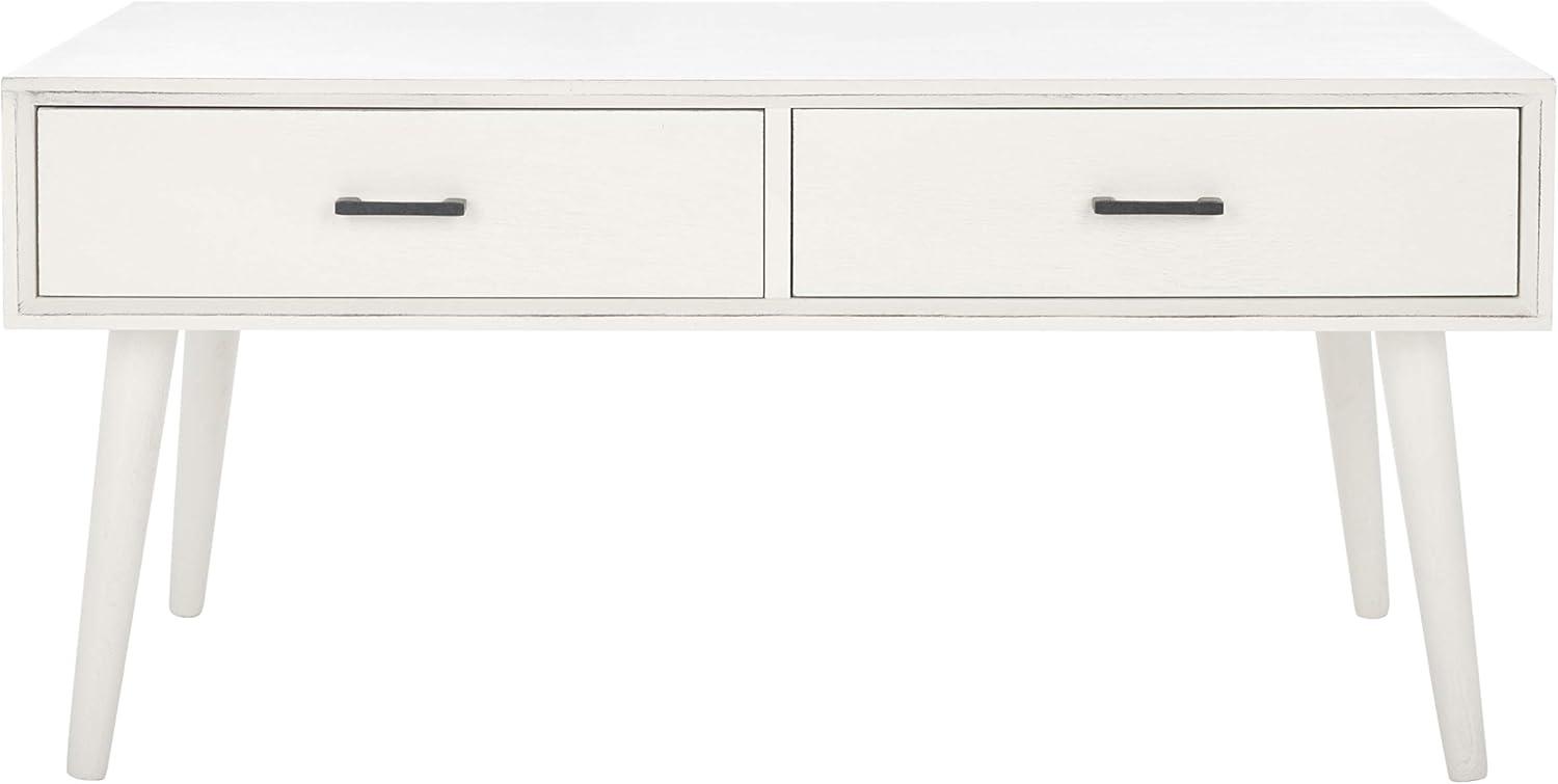 Mozart Mid-Century Coffee Table - Distressed White - Safavieh