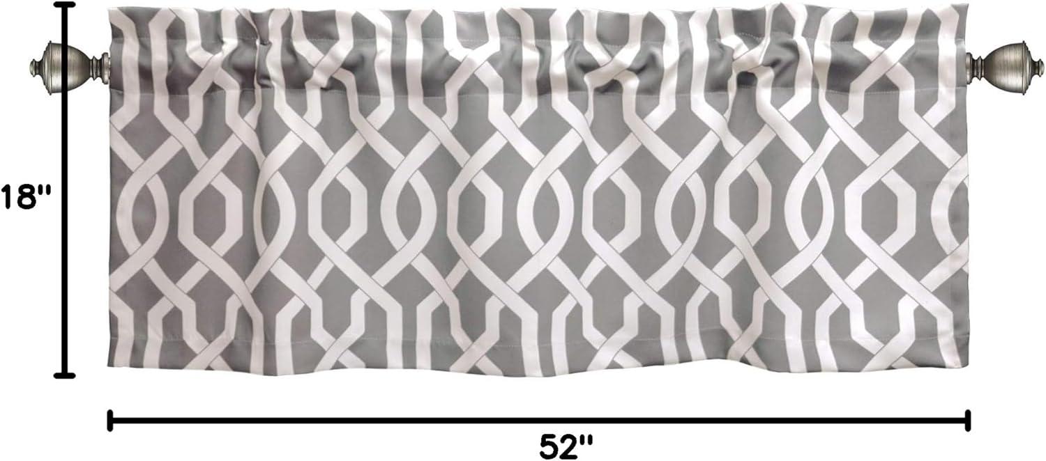 52"x18" Light Filtering Edward Window Valance Gray - Lush Décor: Geometric Pattern, Rod Pocket, Bedroom Decor