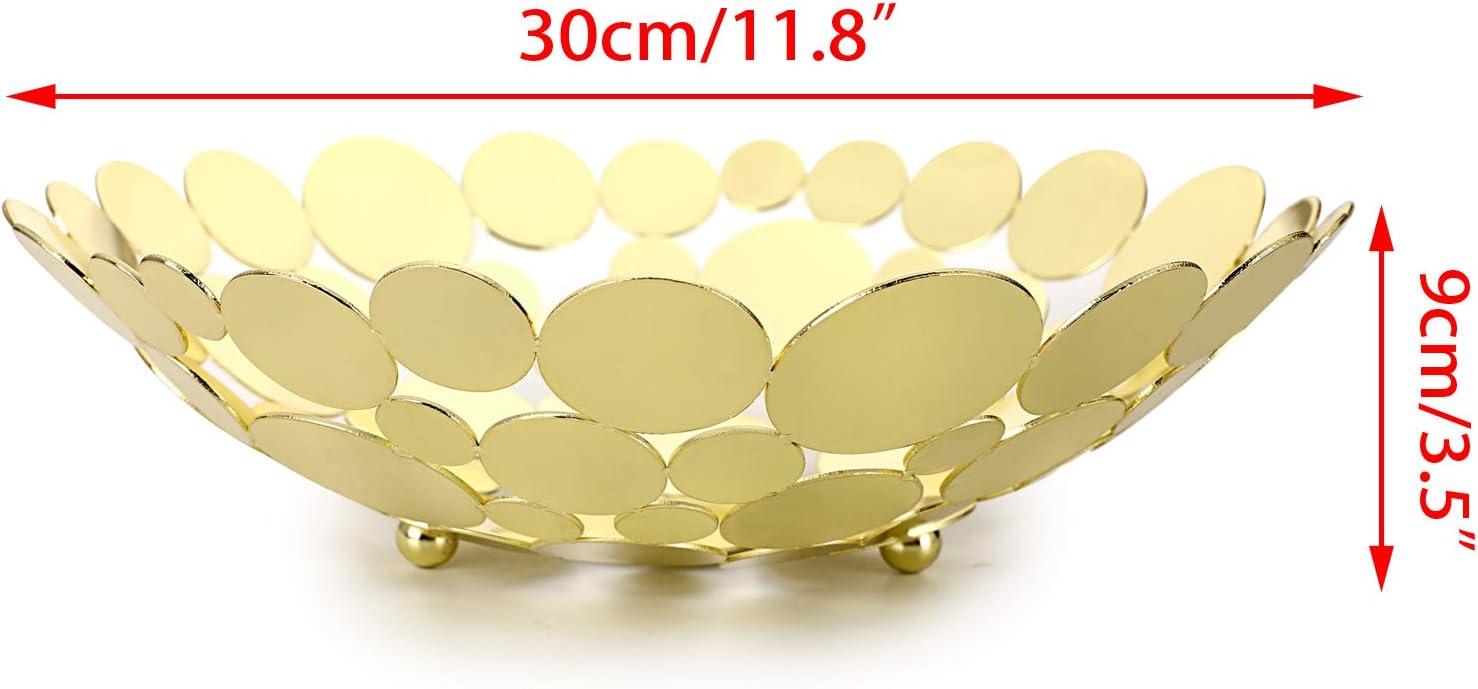 Metal Fruit Bowl Basket Creative Table Centerpiece Fruit Stand Decorative Countertop Fruit Holder for Kitchen Counter, Iron Large Fruit Plate Round Storage Tray for Bread Snacks Candy (White)