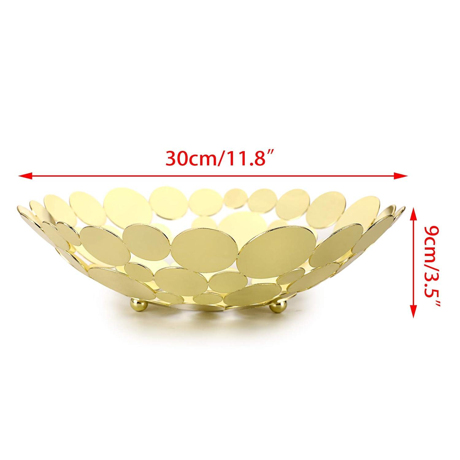 Metal Fruit Bowl Basket Creative Table Centerpiece Fruit Stand Decorative Countertop Fruit Holder for Kitchen Counter, Iron Large Fruit Plate Round Storage Tray for Bread Snacks Candy (White)