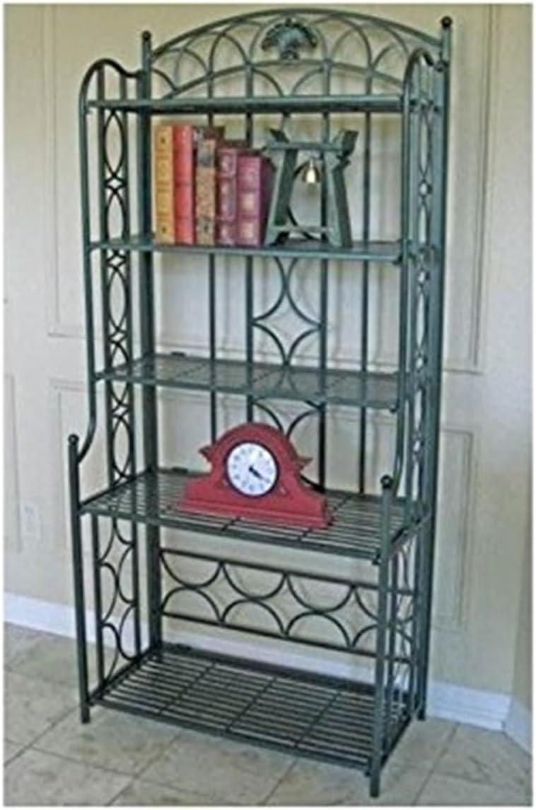 Antique Black Iron 5-Tier Adjustable Baker's Rack