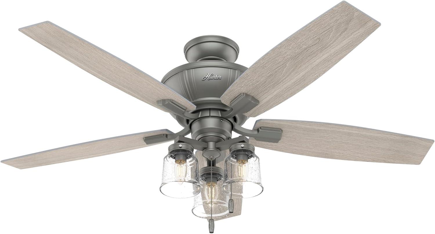 52" Charlotte 5 - Blade Traditional Indoor Ceiling Fan with Light and Handheld Remote Control