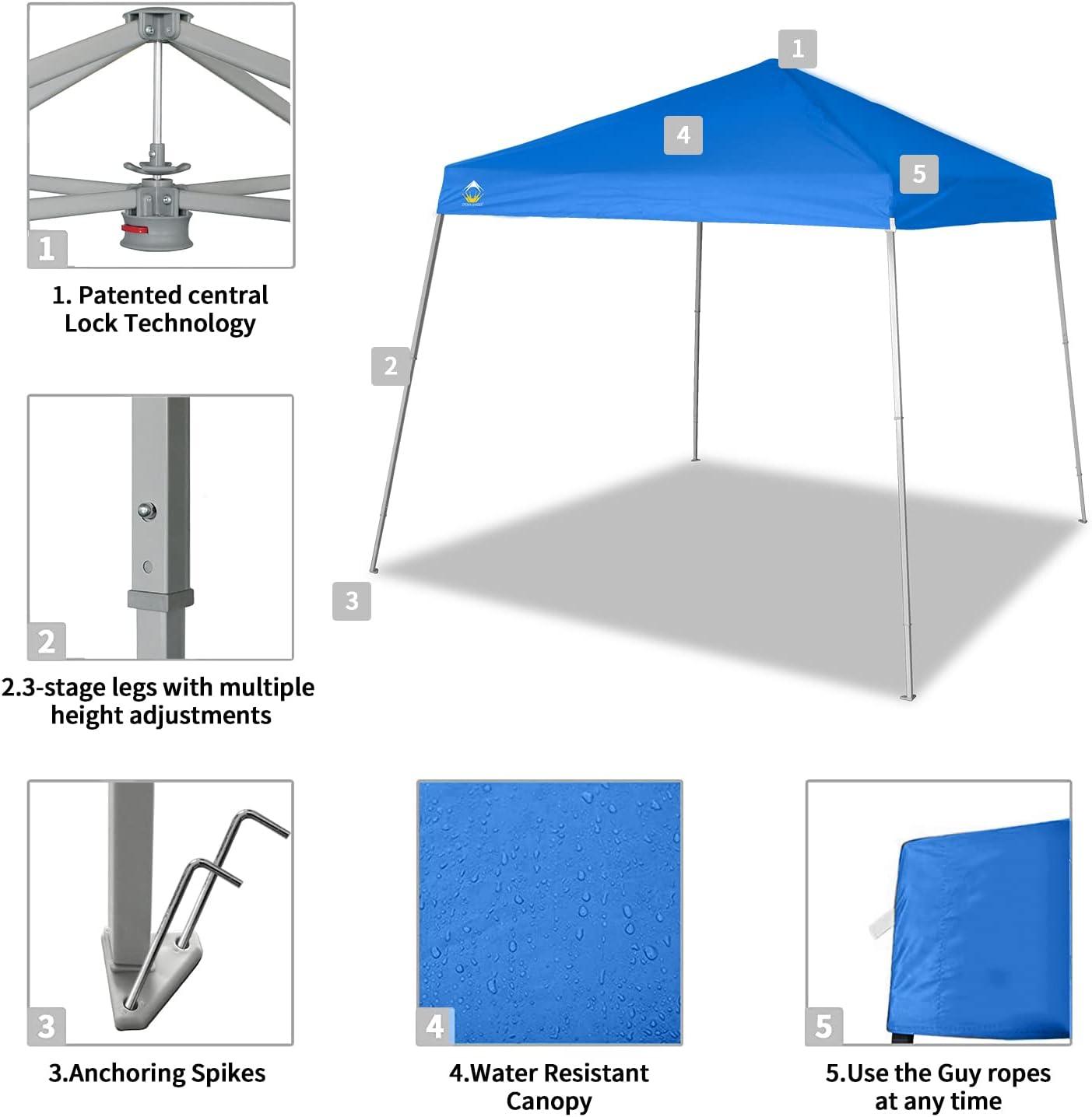 Blue 8x8 Steel Pop-Up Canopy Tent with Carry Bag