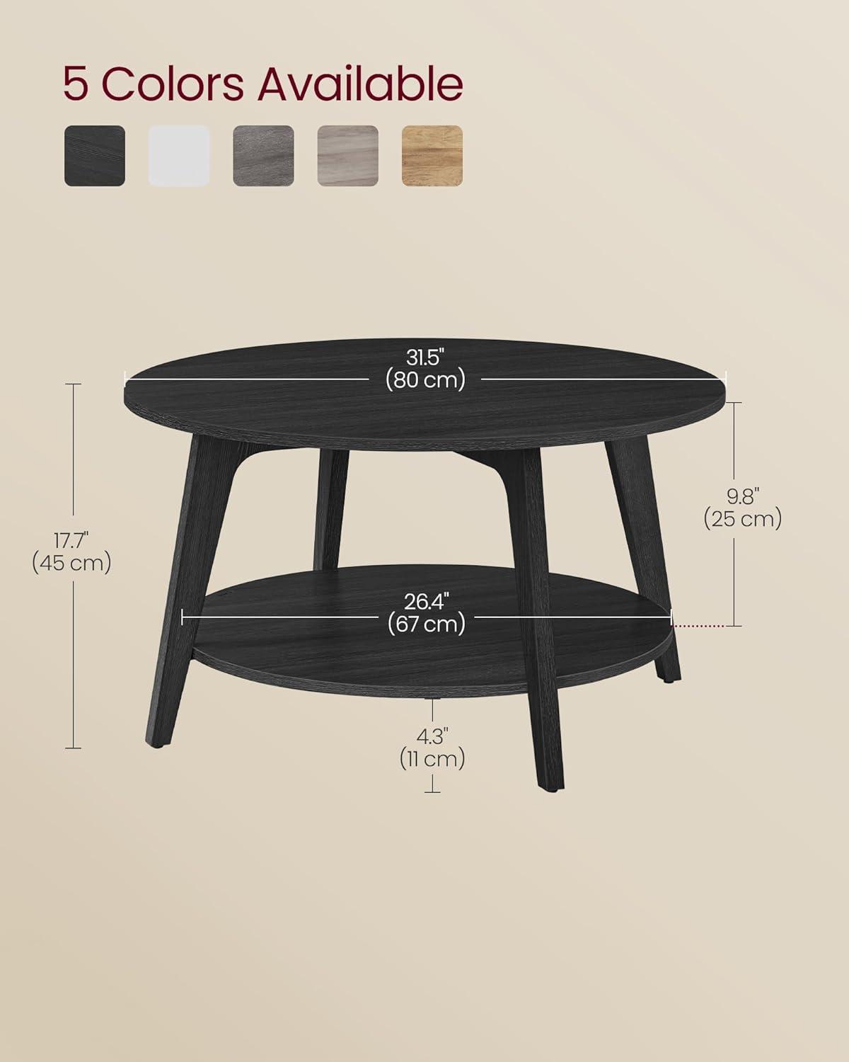 VASAGLE Round Coffee Table, 2 Tier Coffee Table with Storage, for Living Room, 31.5 x 17.7 Inches, Easy to Assemble, Charcoal Gray ULCT243B22