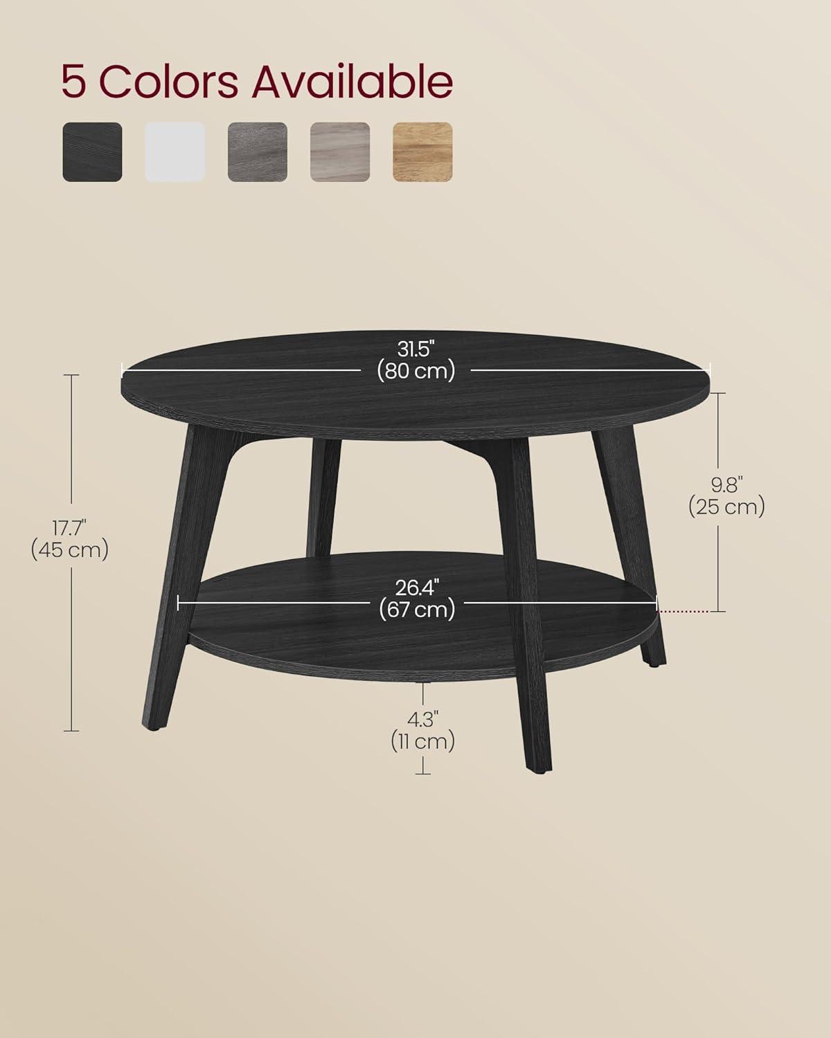VASAGLE Round Coffee Table, 2 Tier Coffee Table with Storage, for Living Room, 31.5 x 17.7 Inches, Easy to Assemble, Charcoal Gray ULCT243B22