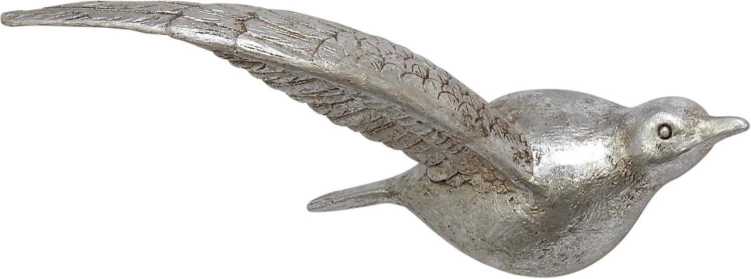 Silver Polystone Bird Wall Sculpture Set of 3