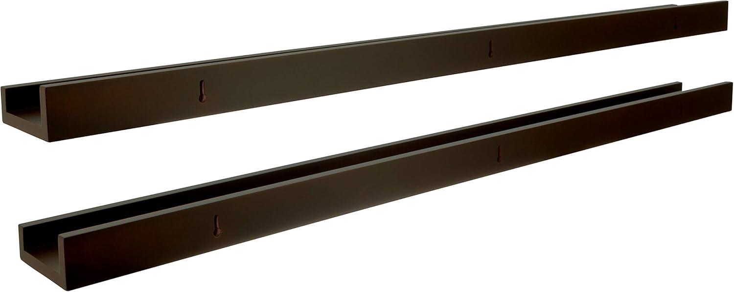 kieragrace KG Modern  Edge Frame Ledge  Set of 2 Espresso Engineered Wood