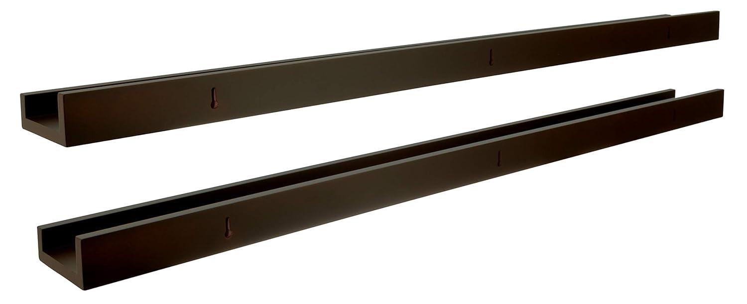 kieragrace KG Modern  Edge Frame Ledge  Set of 2 Espresso Engineered Wood