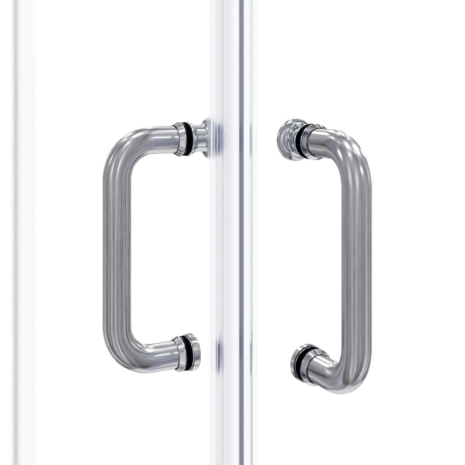 ELEGANT Corner Shower Enclosure Sliding Door 34'' D x 34'' W x 72'' H Double Sliding Shower Doors 1/4 in.Clear Glass French Corner Enclosure,Brushed Nickel (Shower Base No Included)