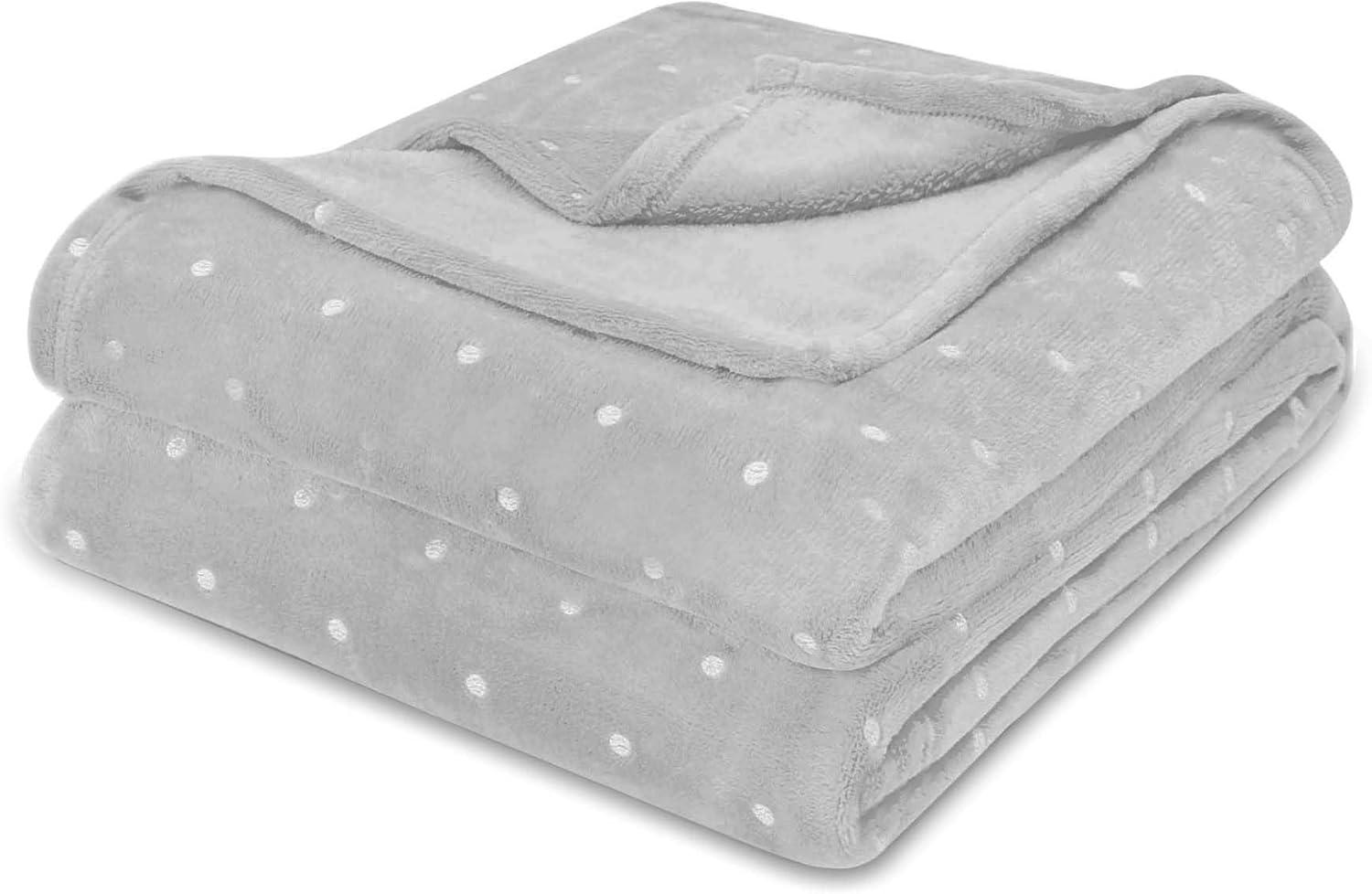 Superior Superior Polka Dots or Solid Fleece Plush Blanket Medium Weight Fluffy Soft Decorative Bedding