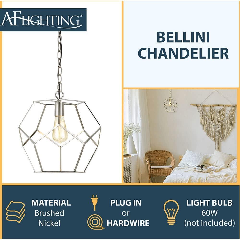 AF Lighting Bellini One-Light Pendant in Brushed Nickel