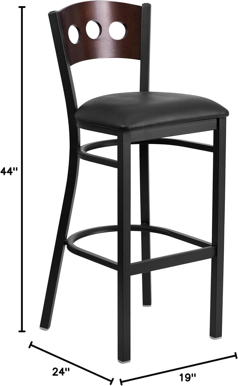 Flash Furniture Black Decorative 3 Circle Back Metal Restaurant Barstool