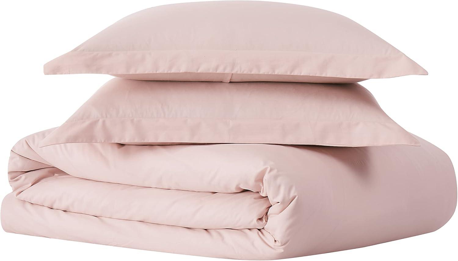 Cannon, Cannon Solid Percale Blush 2 Piece Twin Duvet Set, Pink, Solid Print