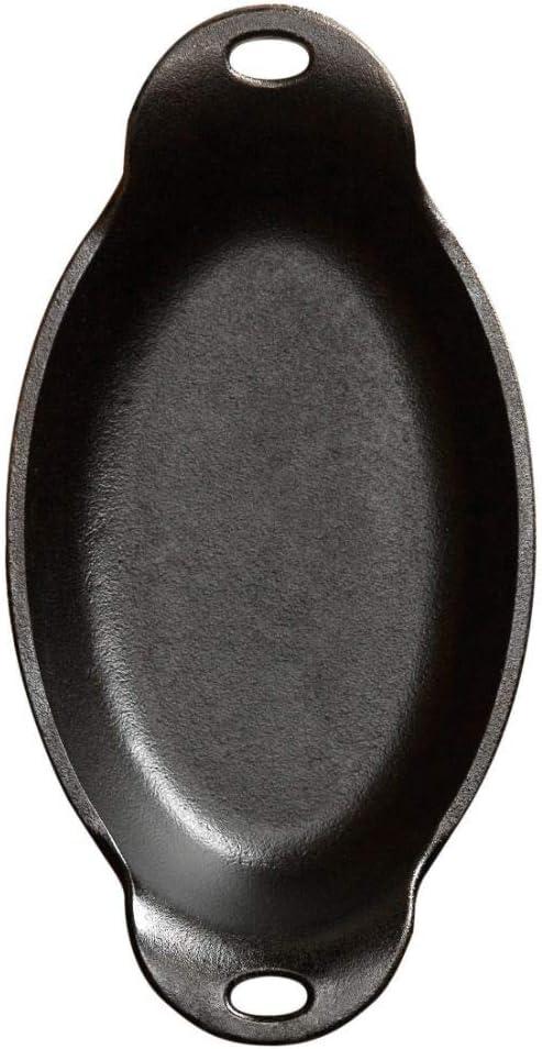 Heat Enhanced and Seasoned Cast Iron Oval Mini Server, 9-Ounce, Black