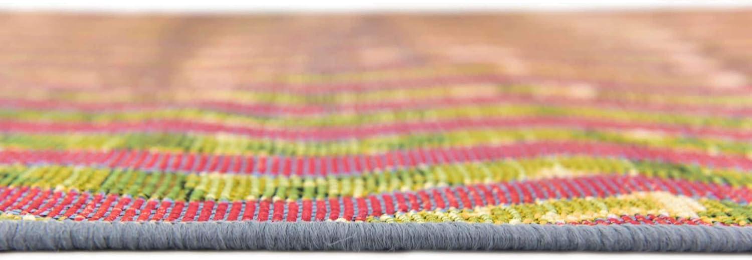 Vibrant Spectrum Stripe 2' x 6' Outdoor Runner Rug in Synthetic Multicolor