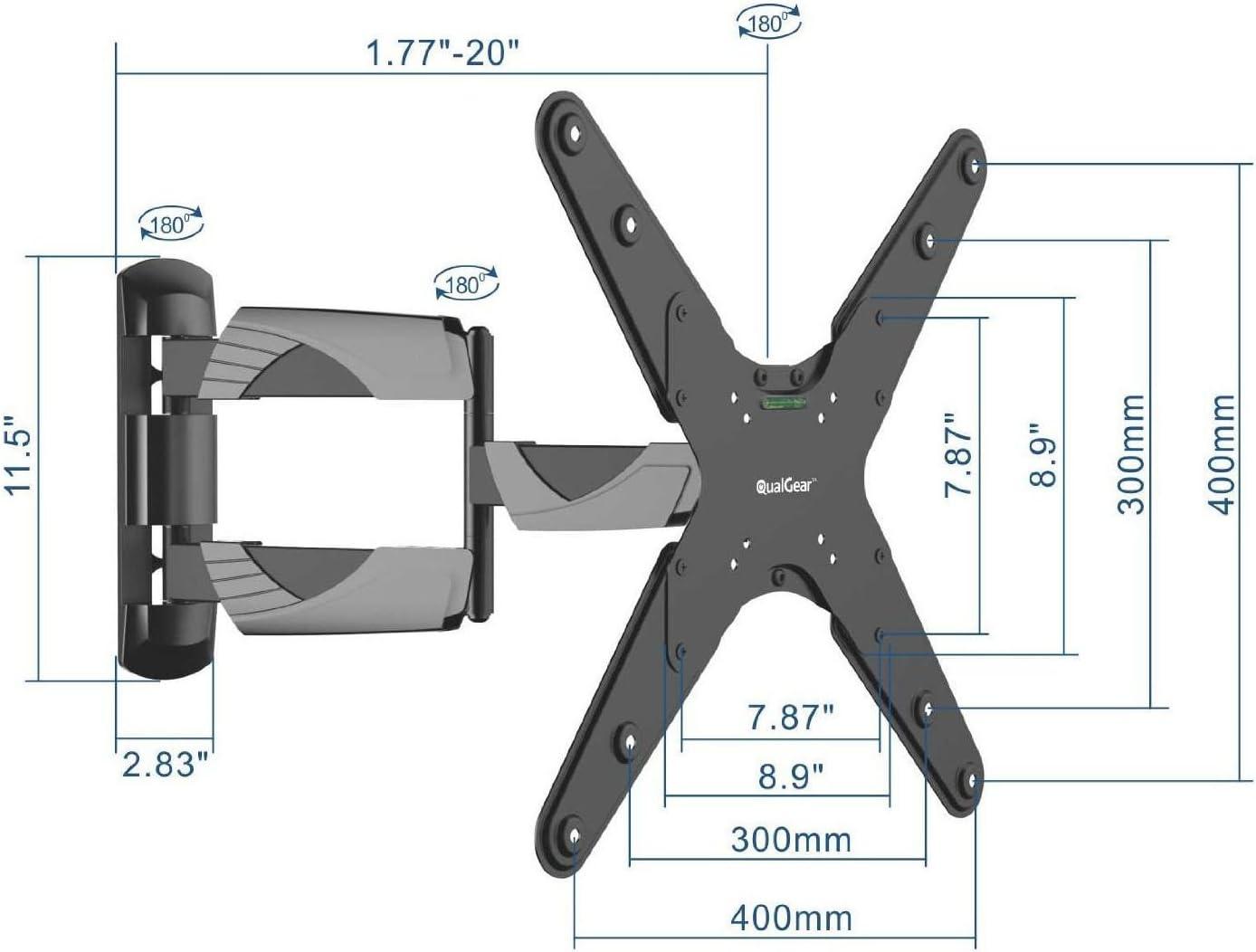 QualGear QG-TM-A-012 Universal Ultra Slim Low Profile Articulating Wall Mount for 23-55 Inches LED TV, Black