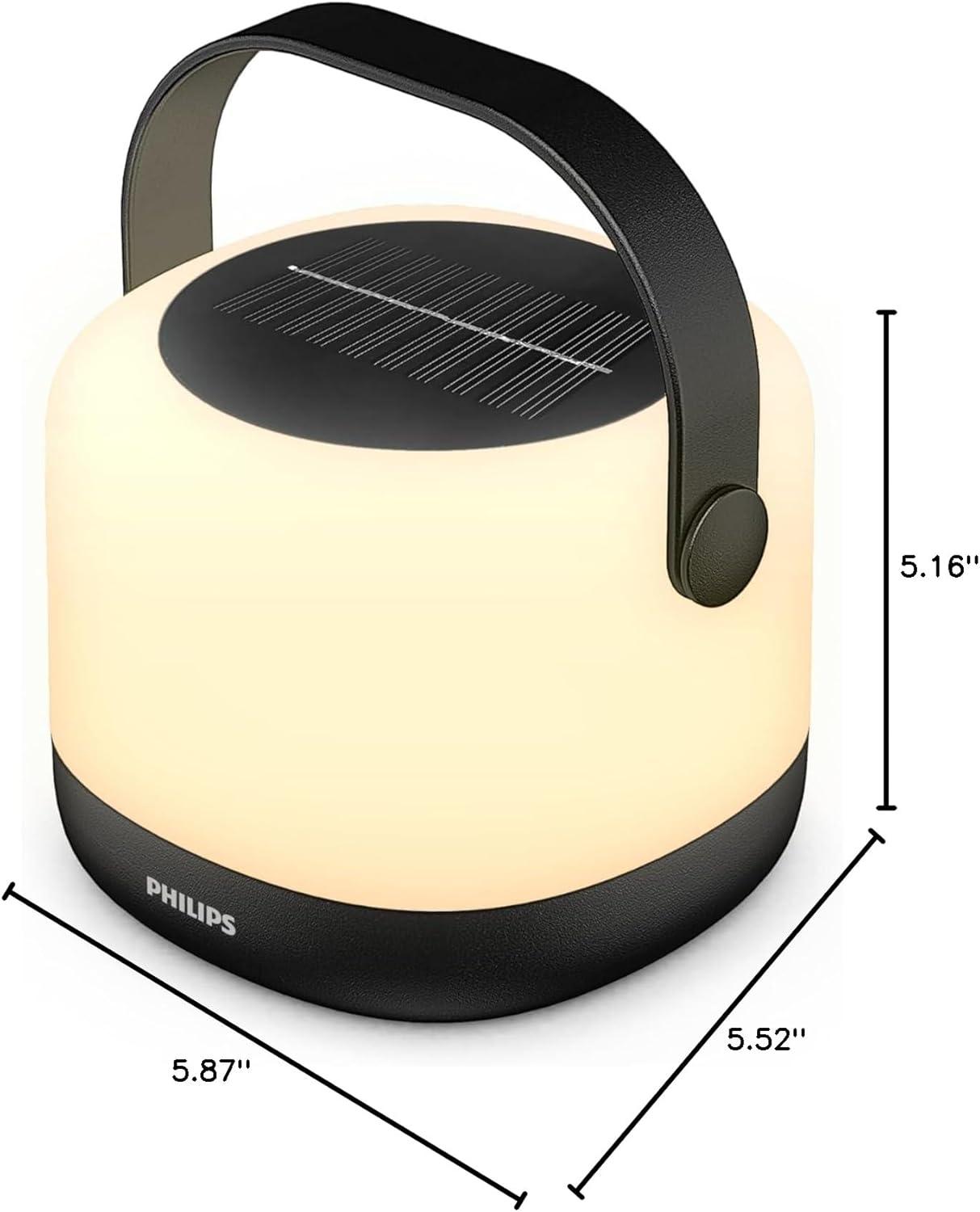 PHILIPS LED Waterproof Solar Lantern - Bright White and Color Changing Camping Light - Rechargeable Camping Essentials - 1 Pack