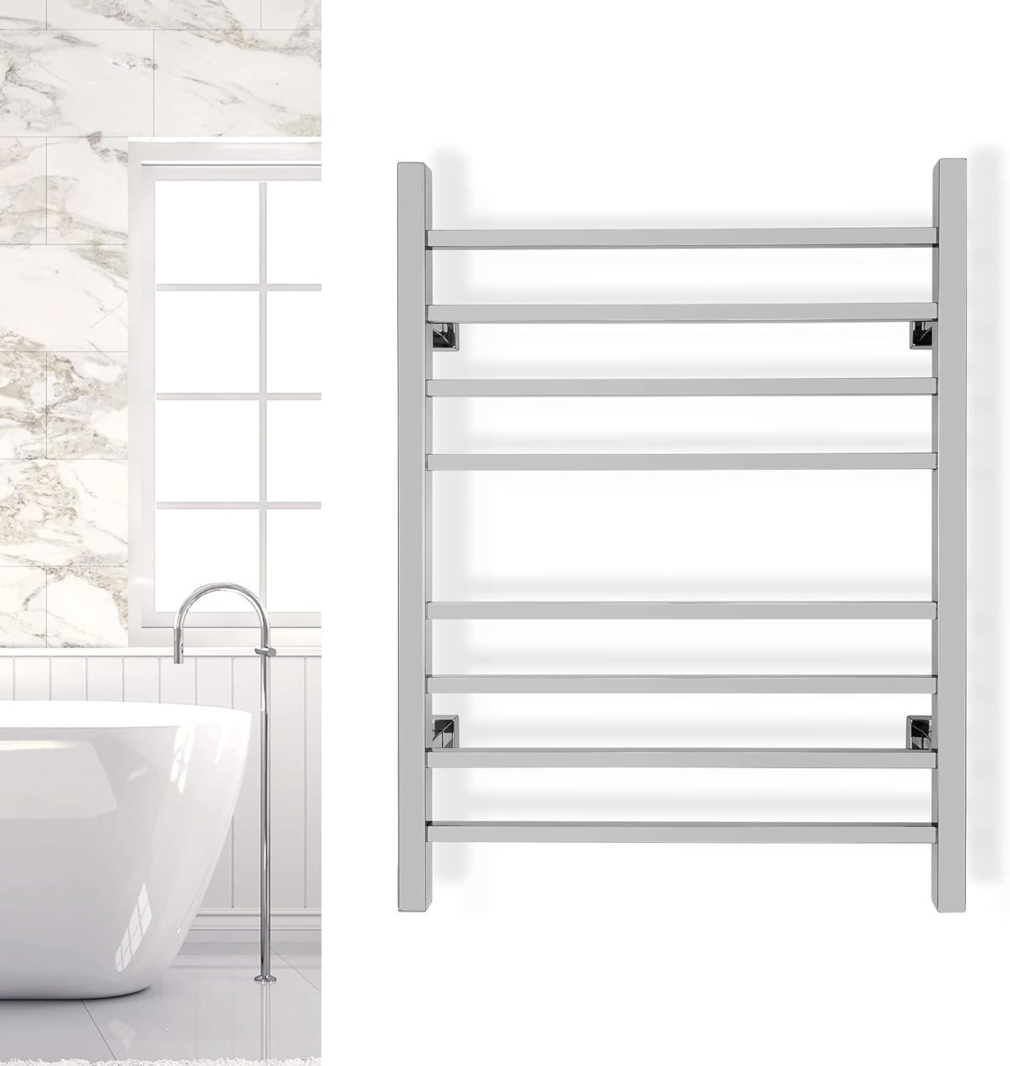 Sierra Electric Wall-mounted Towel Warmer, Polished, 8 Bars, Dual Connection