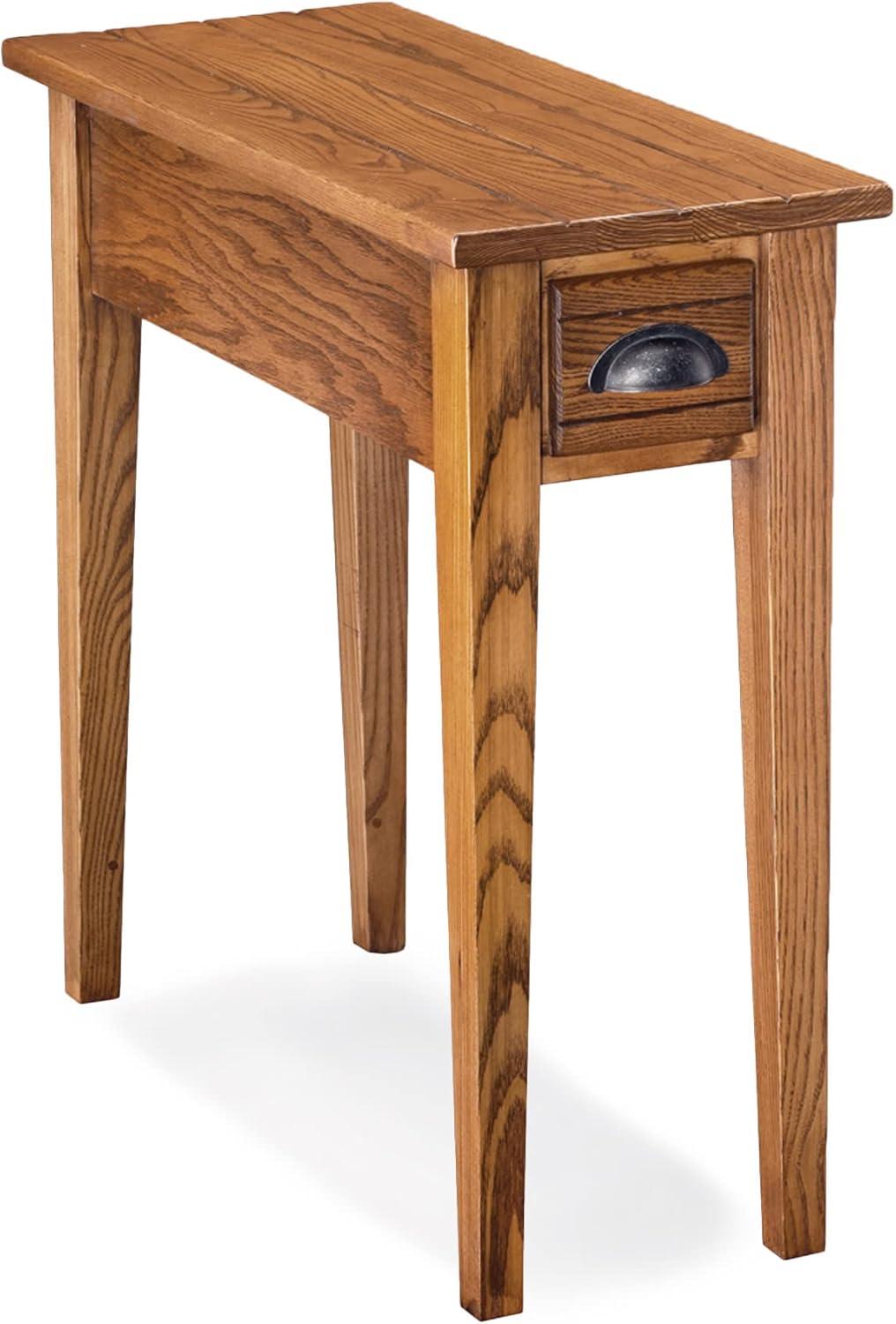 Leick Furniture Bin Pull Narrow Wood End Table in Candleglow Brown Finish