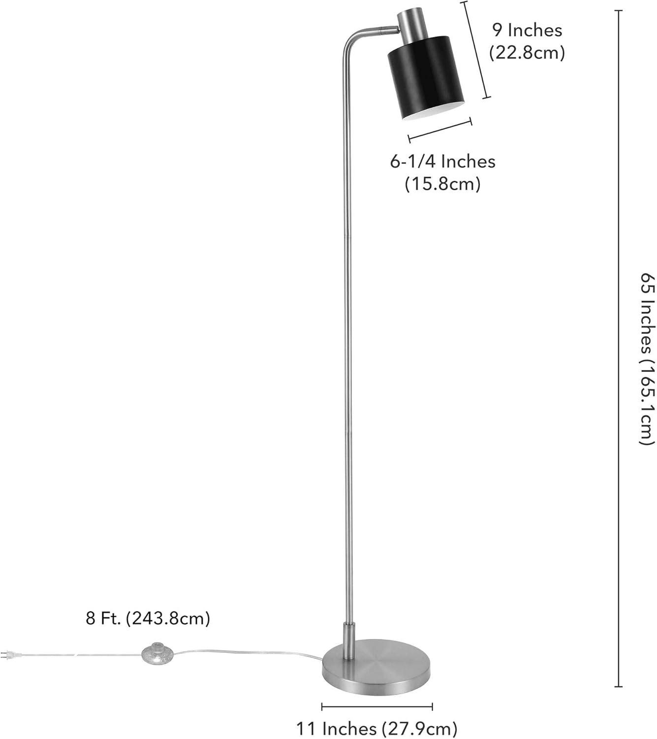 Evelyn&Zoe Thew 65" Tall Floor Lamp with Metal shade in Nickel/Black