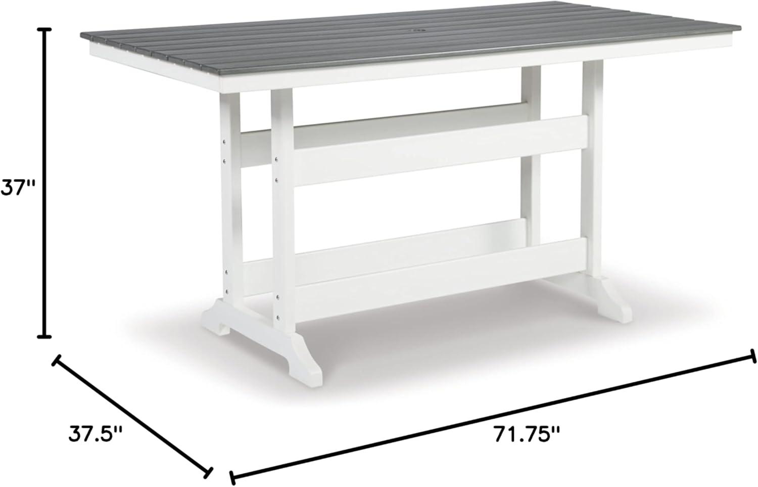 Gray and White Rectangular Outdoor Counter Height Dining Table