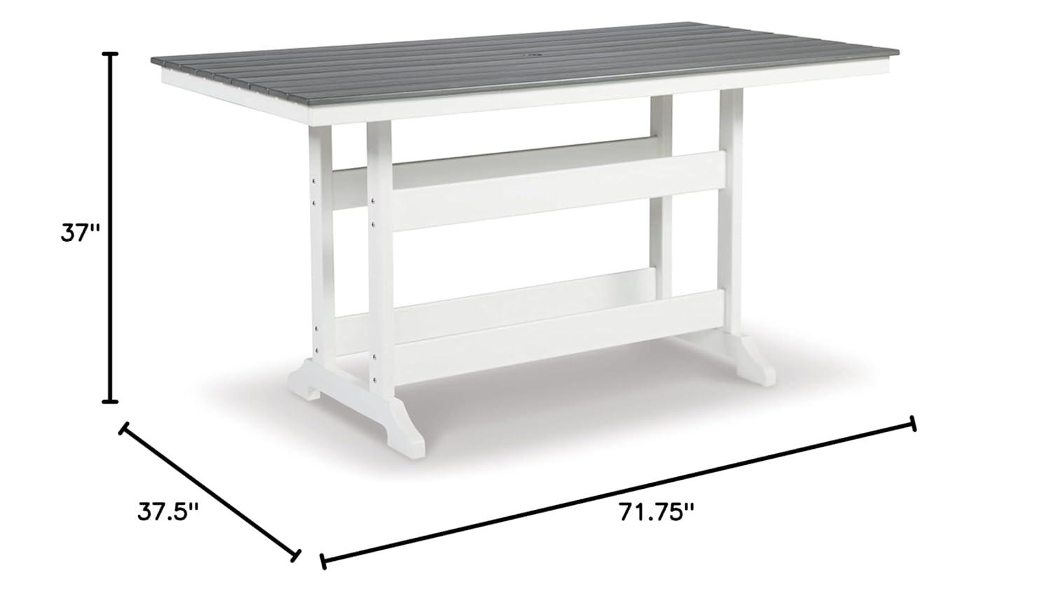 Ashley Furniture Transville Outdoor Plastic Dining Table in Gray and White