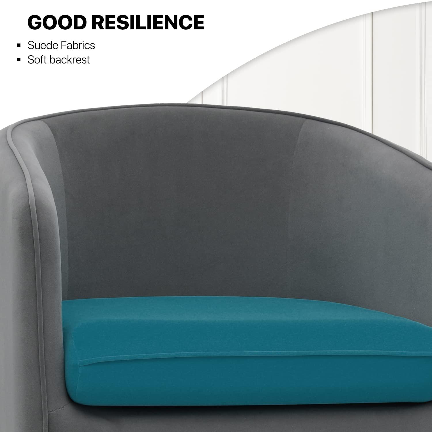 MoNiBloom Accent Barrel Chair, Modern Upholstered Club Armchair, Arm Chair for Living Room Bedroom with Cushion Pillow, Peacock Blue/Grey