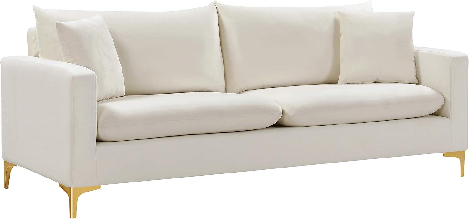 Naomi Cream Velvet Sofa with Gold and Chrome Legs