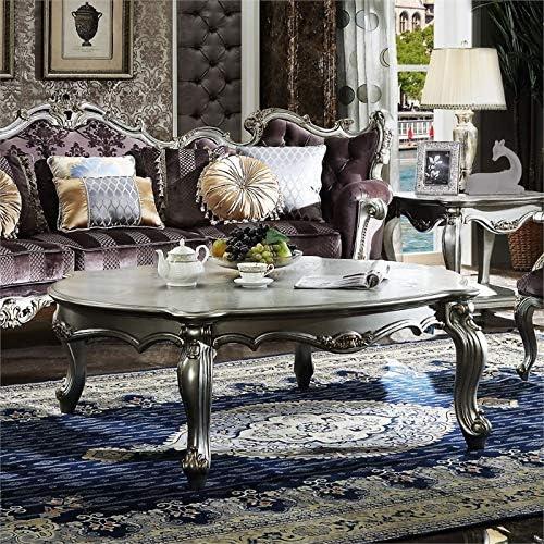 ACME Picardy Rectangular Wooden Coffee Table in Antique Platinum and Espresso