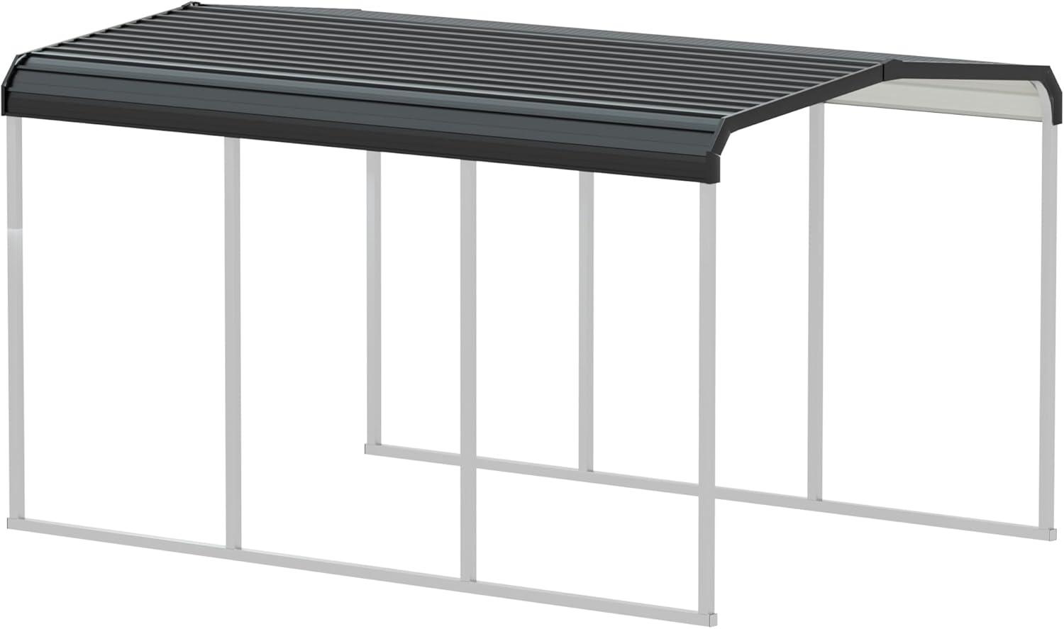 Gray Heavy Duty Metal Carport with Galvanized Steel Roof