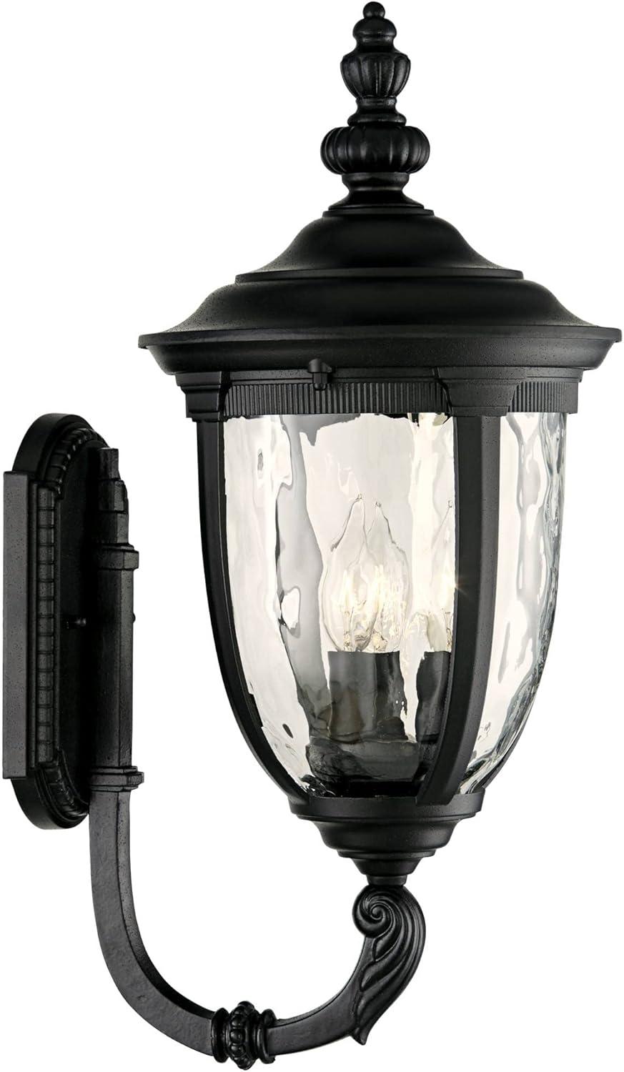 John Timberland Bellagio Vintage Rustic Outdoor Wall Light Fixture Textured Black Upbridge 21" Clear Hammered Glass for Post Exterior Barn Deck House