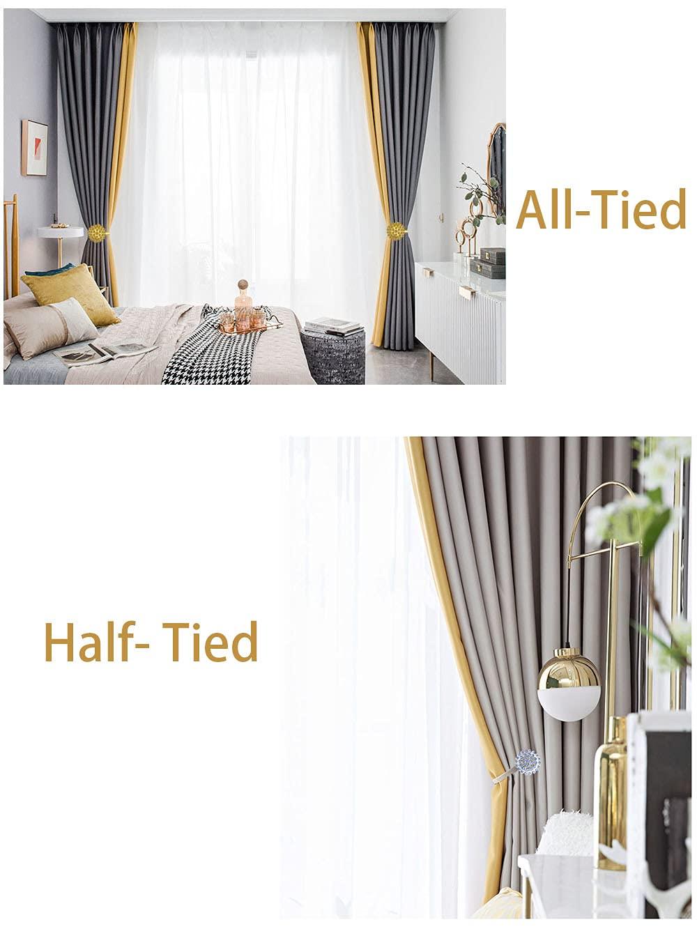 Magnetic Curtain Holdbacks Magnetic Tiebacks for Curtains, 2 Pack Sparkling Crystal Flower Curtain Tiebacks Curtain Buckle Clips with High-Elastic Spring Wire for Home Office