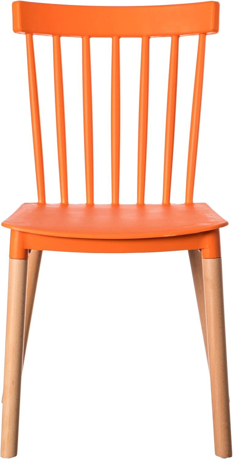 Modern Plastic Dining Chair Windsor Design with Beech Wood Legs