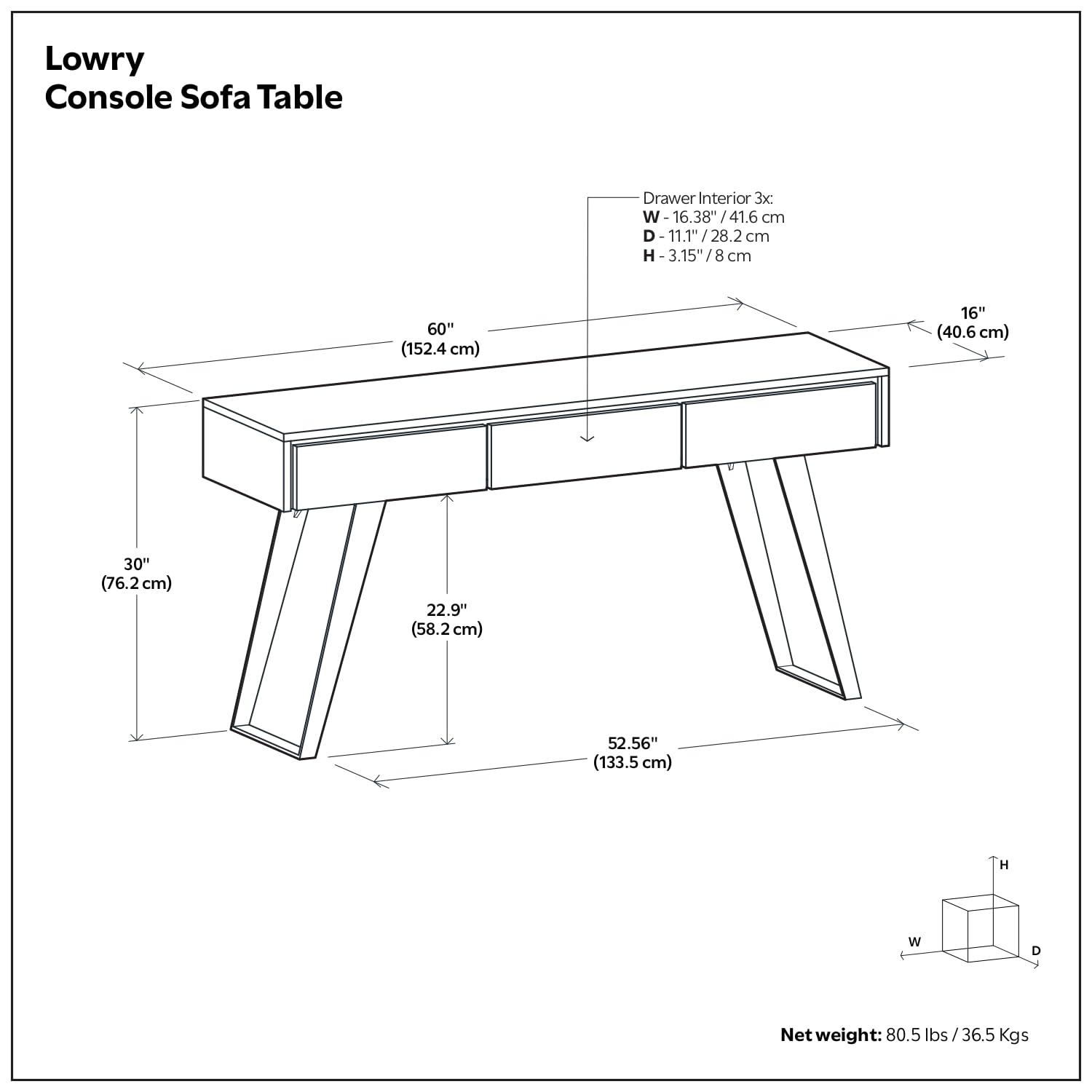Lowry 60'' Solid Wood Top Console Table