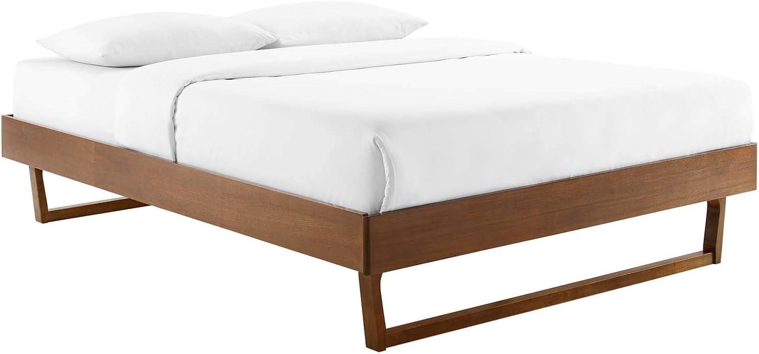 Modway Billie King Rubberwood and MDF Wood Platform Bed Frame in Walnut