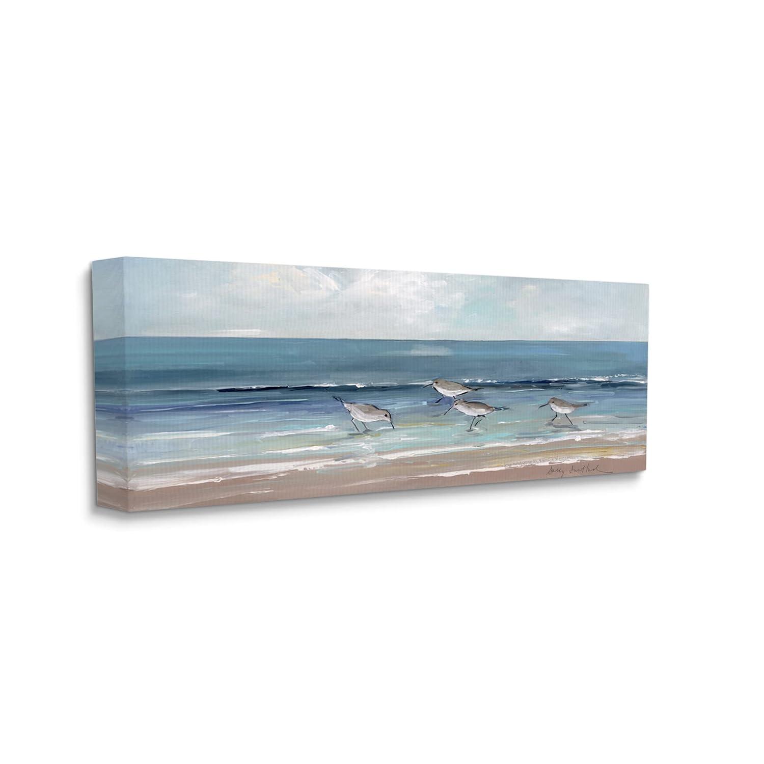 Stupell Industries Sandpipers Birds Cloudy Sky Beach Shore by Sally Swatland - Painting