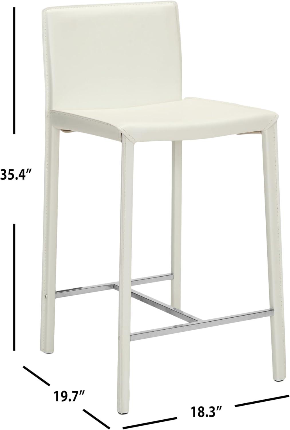 SAFAVIEH Jason Square Mid Back Counter Stool, White (Set of 2)