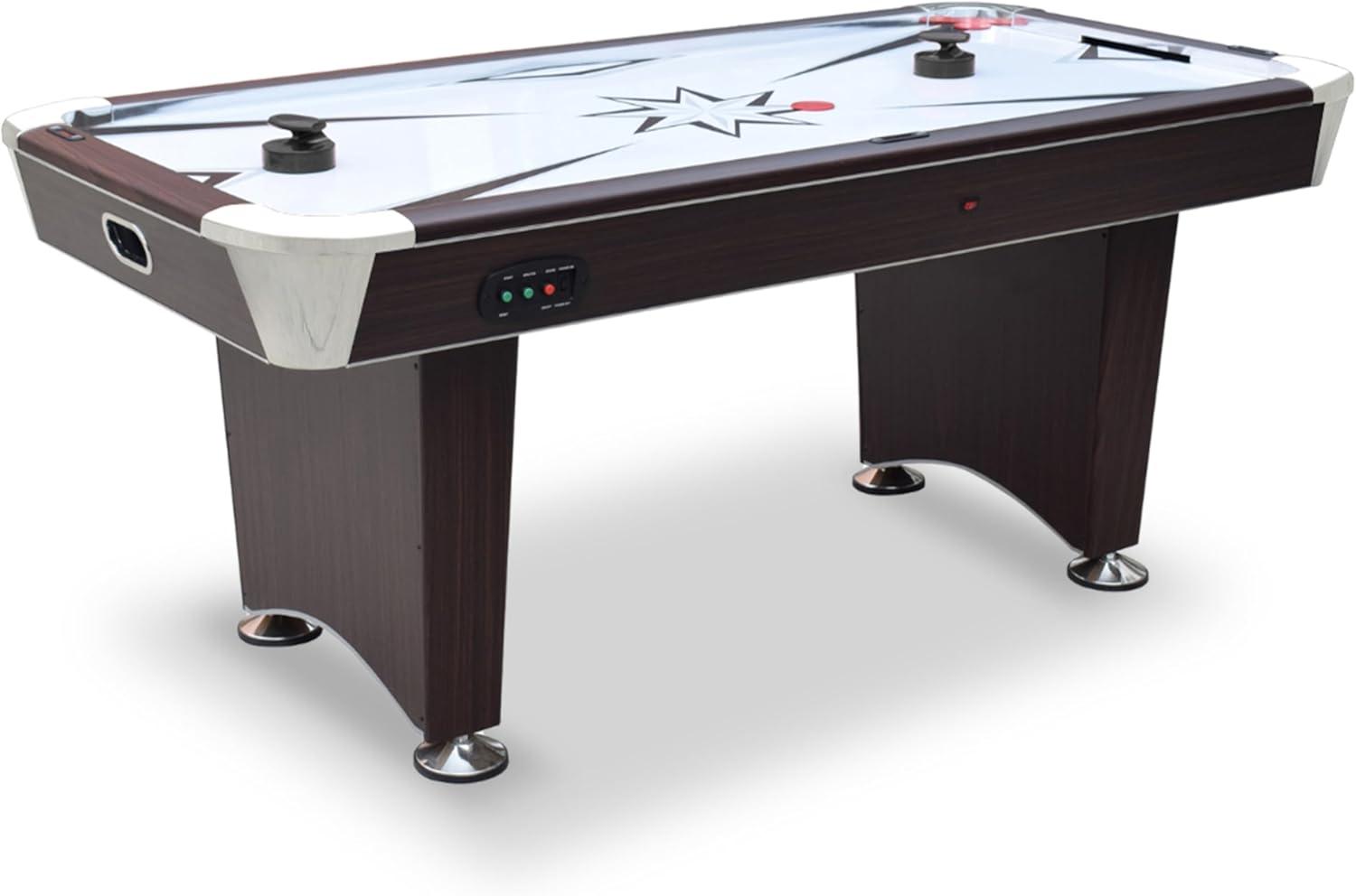 Hathaway Midtown II 6 Ft Air Hockey Table for Family Game Room - With LED Scoring, High-Powered Blower, Pedestal Legs, Strikers & Pucks - Dark Cherry Finish