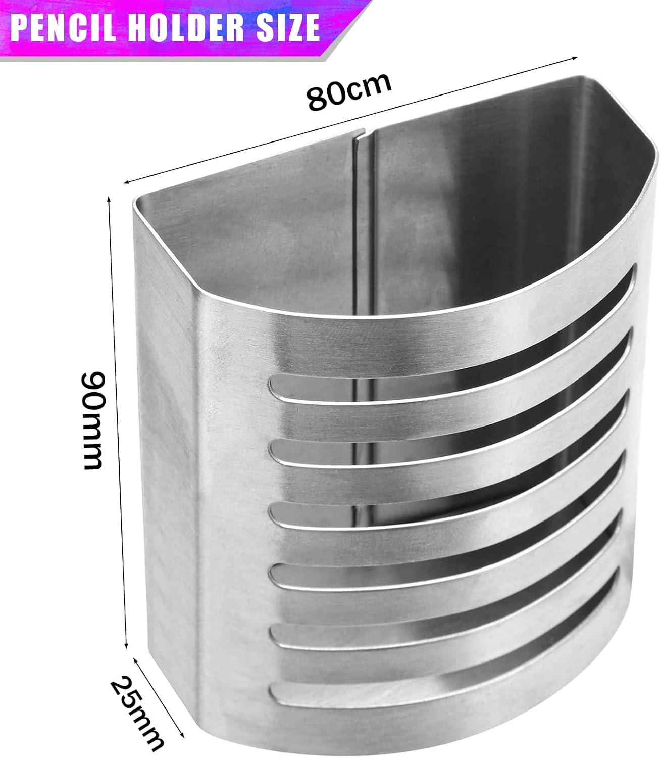 Magnetic Modern Pen and Pencil Holder, Metal Writing Utensil Storage Organizer for Kitchen, Locker, Home, or Office, 3.25" x 1.75" x 3.50", Brushed Stainless Steel