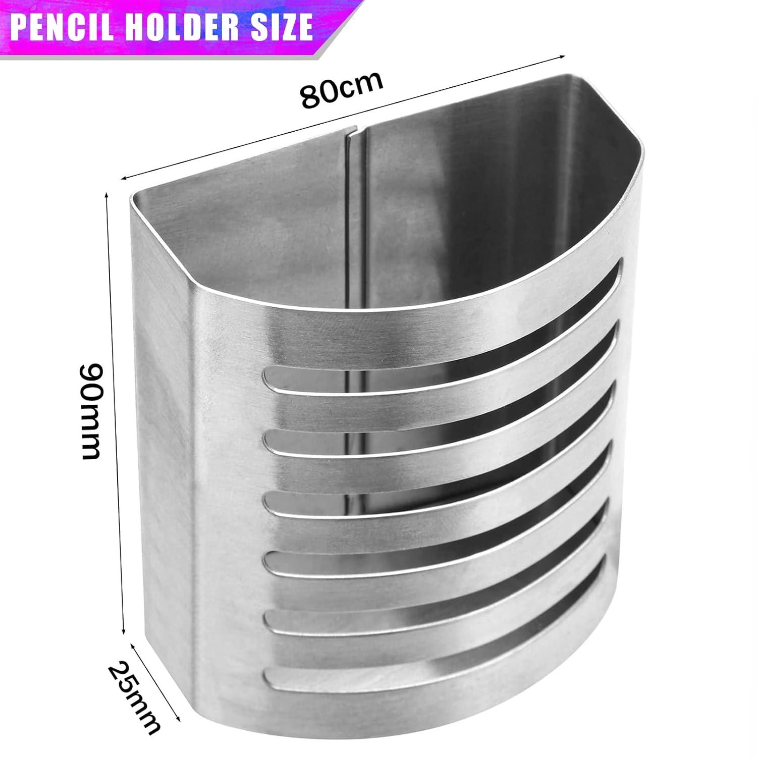 Magnetic Modern Pen and Pencil Holder, Metal Writing Utensil Storage Organizer for Kitchen, Locker, Home, or Office, 3.25" x 1.75" x 3.50", Brushed Stainless Steel