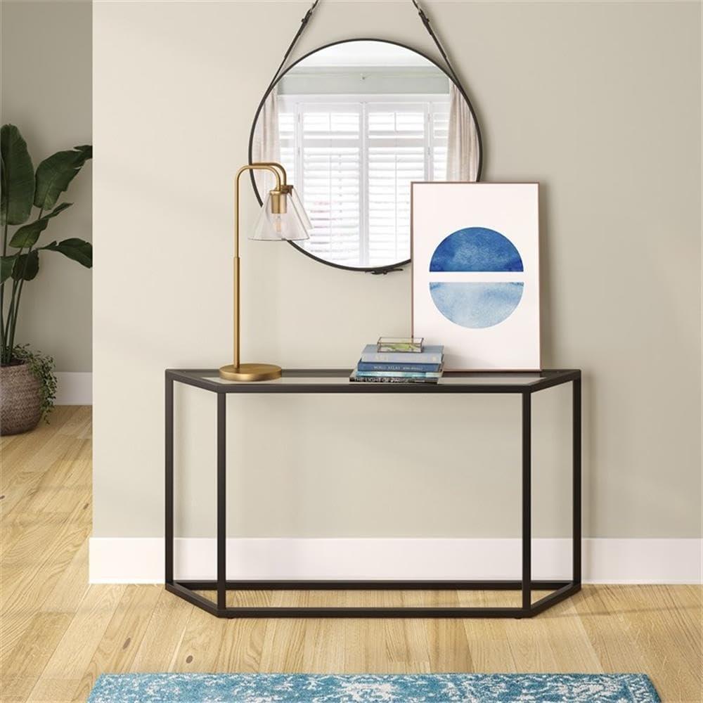 Evelyn&Zoe Levi 55" Wide Trapezoid Console Table, Blackened Bronze