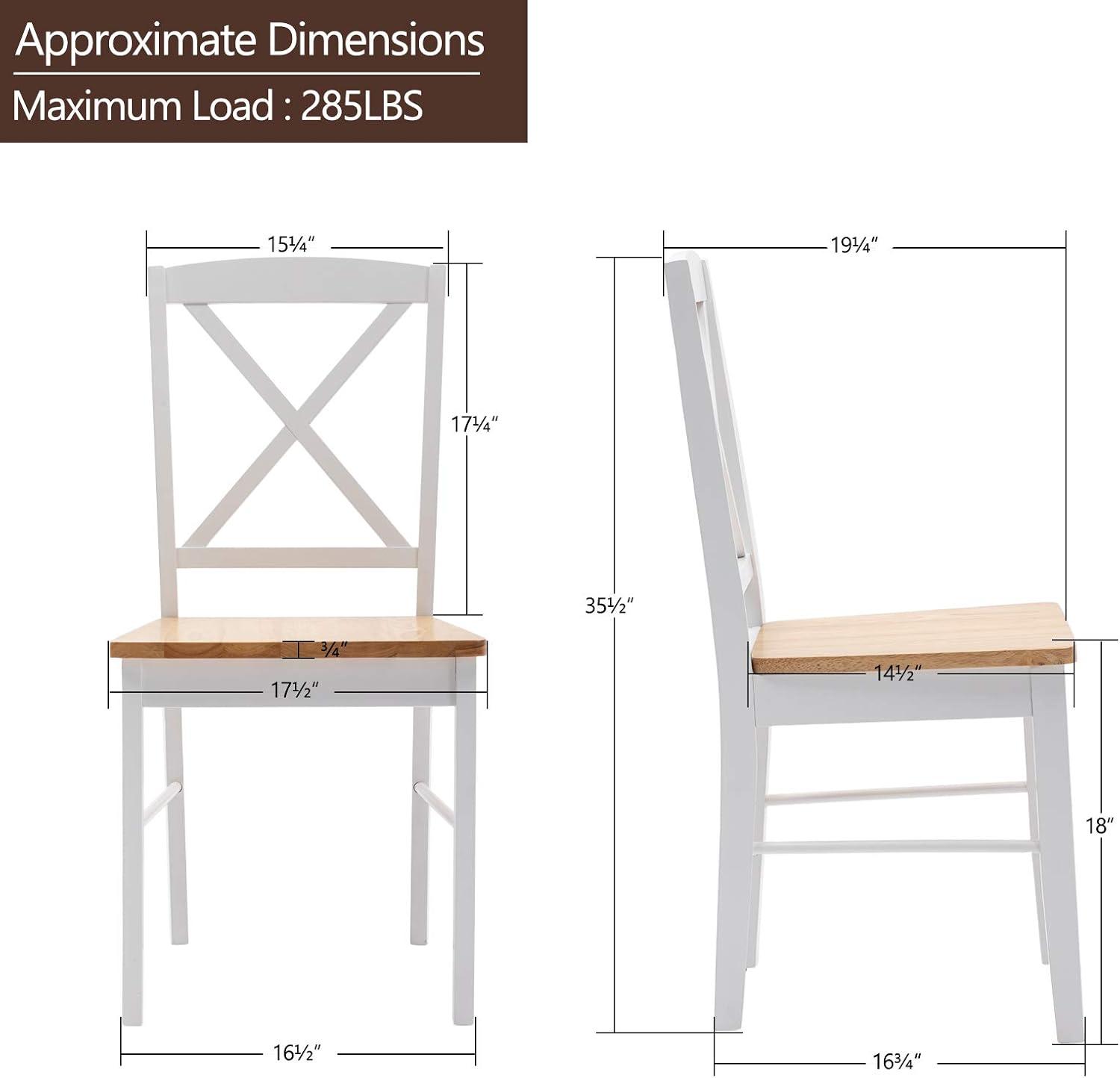 Duhome Set of 2 Dining Chairs with Solid Wood Armless Cross back for Dining Room Kitchen White 2 Pack